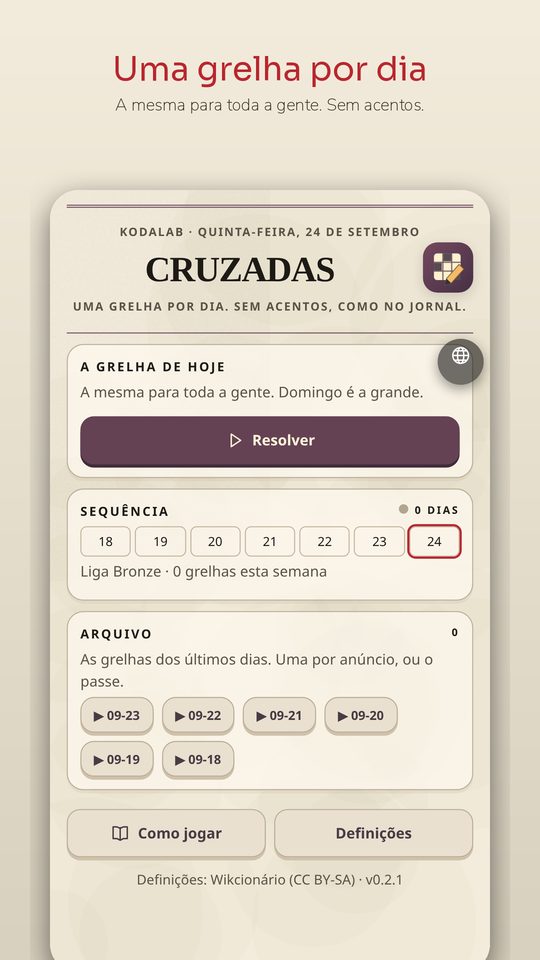 CRUZADAS — Palavras Cruzadas — 1